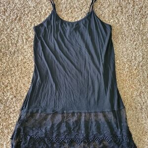 Black Lace Trim Slip Nightgown